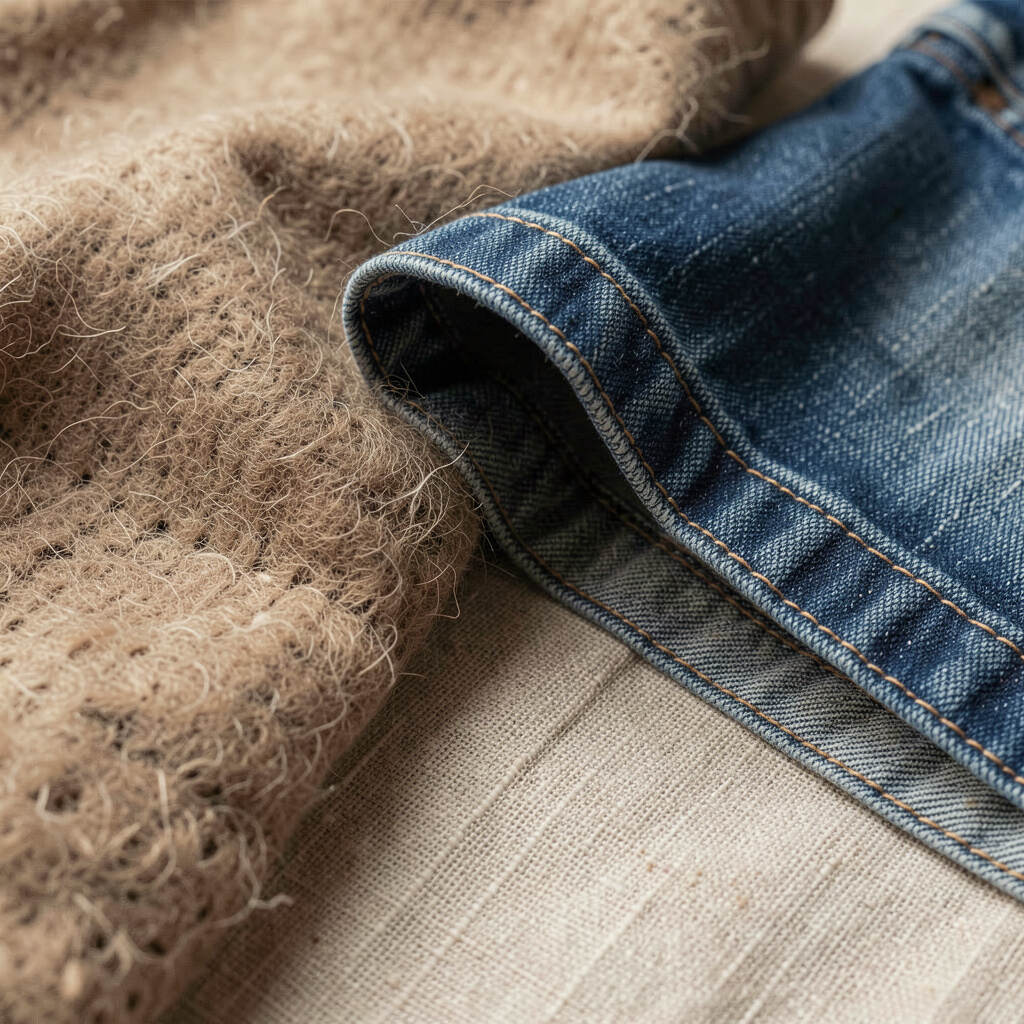 Detailed editorial view of colour palette and fabric quality